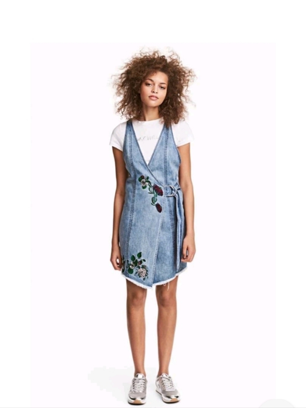 H&M For Coachella Denim Wrap Overall Mini Dress